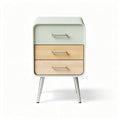 Modern nightstand with three drawers wood and metal frame in green and natural finish 60 x 40 x 80cm