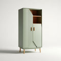 Green wooden storage cabinet with two doors and adjustable shelves 80 x 40 x 180cm