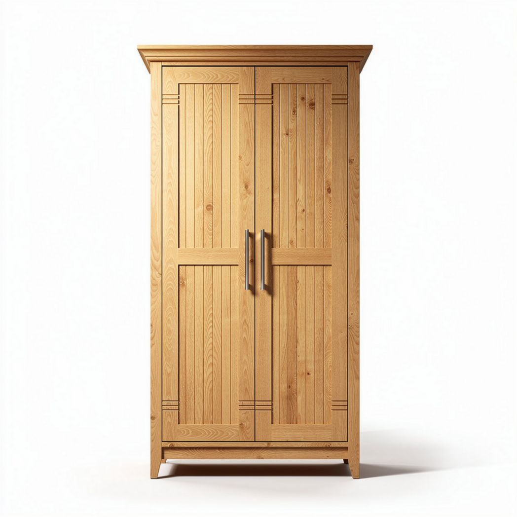 Double door wardrobe cabinet in white wood finish 90 x 45 x 180cm