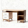 Modern wooden desk with two drawers and open shelving 120 x 60 x 75cm