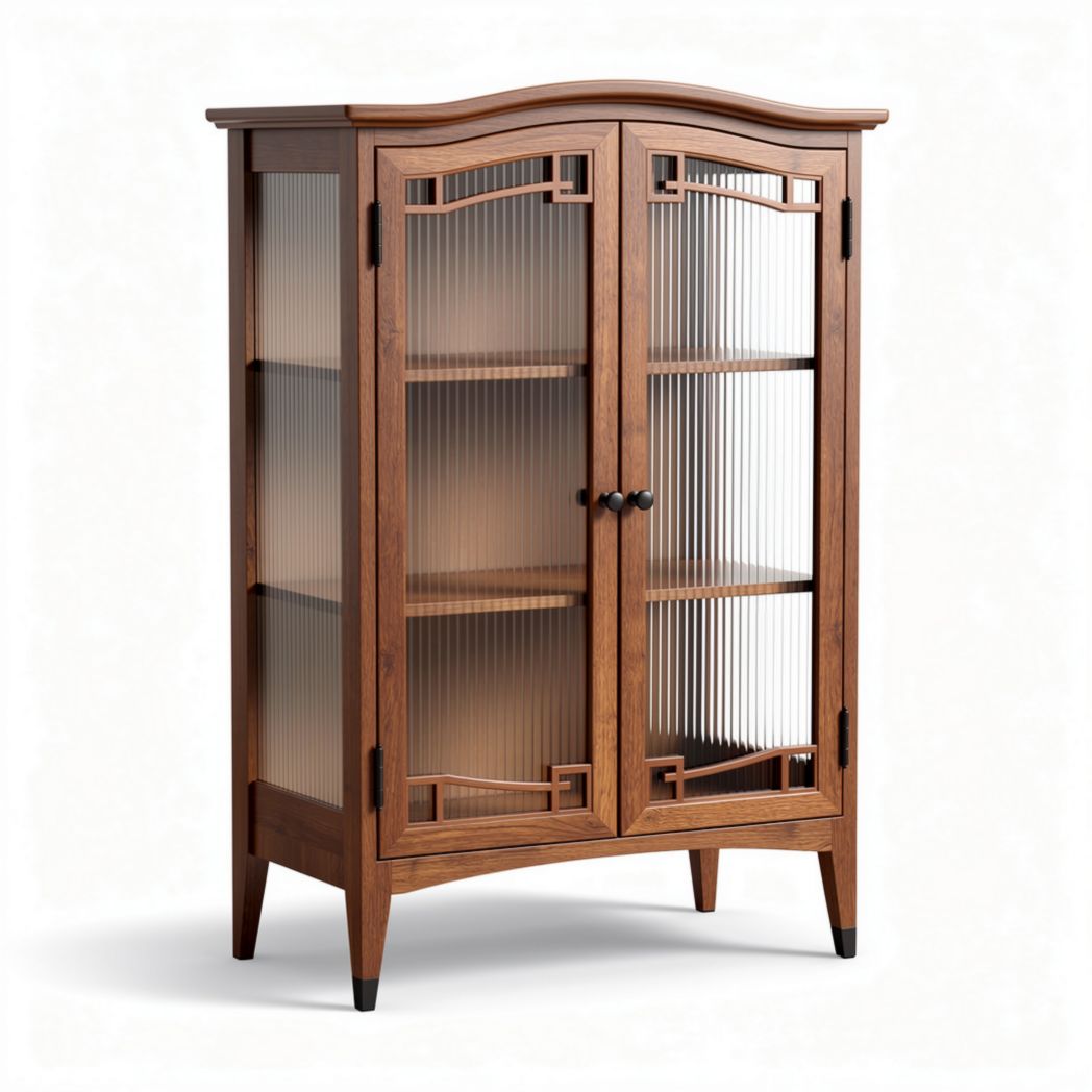 Glass door wooden cabinet with adjustable shelves 90 x 35 x 120cm