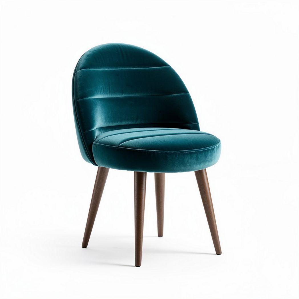 Velvet accent chair in teal with wooden legs 45 x 45 x 85cm