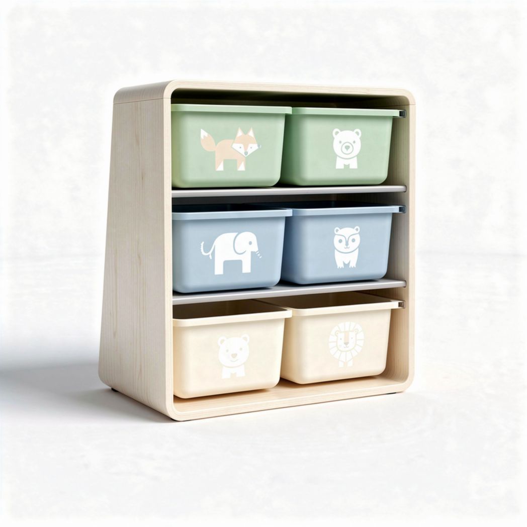 Multicolor children's storage cabinet with elephant design 30 x 20 x 60cm