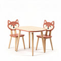 Fox design child’s table and chair set in natural wood and red color 50 x 40 x 50cm