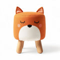 Fox-shaped children's stool with wooden legs and soft orange upholstery 30 x 30 x 40cm