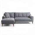 Modern sectional sofa with fabric upholstery and wood legs in grey 210 x 90 x 85cm